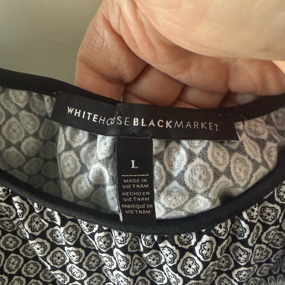 White House Black Market Black and White Cold Shoulder Top - Picture 2 of 4